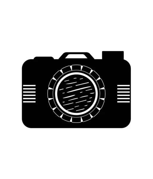 Απλή Ασπρόμαυρη Κάμερα Λευκό Φόντο Εικόνα Κατάλληλη Για Χρήση Κοινωνικά — Διανυσματικό Αρχείο