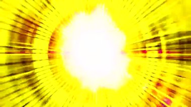 Büyüleyici bir 3 boyutlu animasyon. Sarı ışık kabarcıkları ve parlak çizgiler var. Büyüleyici bir siyah arka planda geçiyor..