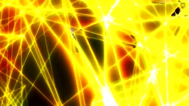 Захватывающая Анимация Желтыми Световыми Пузырями Яркими Полосами Установленными Завораживающем Черном — стоковое видео