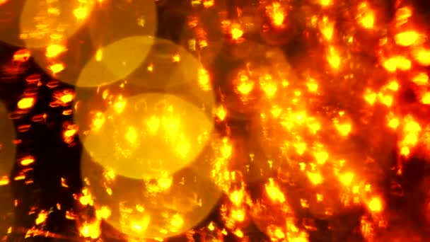Чарівна Анімація Жовтими Світлими Бульбашками Яскравими Смугами Встановлена Захоплюючому Чорному — стокове відео