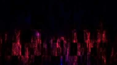 Büyüleyici bir 3 boyutlu animasyon. Mavi ışık kabarcıkları ve parlak çizgiler var. Büyüleyici bir siyah arka planda geçiyor..