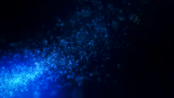 Захоплююча Анімація Бульбашками Синього Світла Яскравими Смугами Встановлена Захоплюючому Чорному — стокове відео
