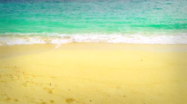 Güçlü deniz dalgaları acımasız bir şekilde kumlu plaja çarpar ve doğanın saf güzelliğini büyüleyici ve büyüleyici bir şekilde görür..