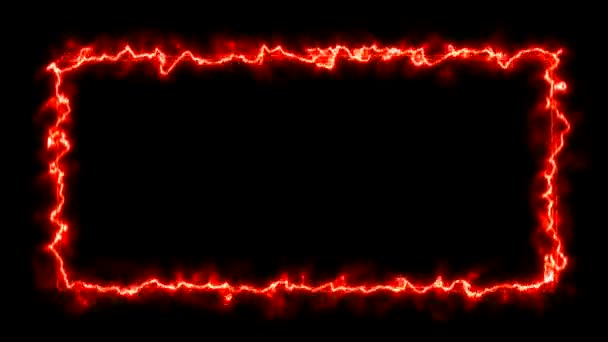 Animated Lightning Border Frame Black Background Electrifies Scene Creating Striking — Stock Video
