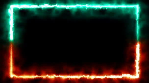 Animated Lightning Border Frame Black Background Electrifies Scene Creating Striking Royalty Free Stock Video