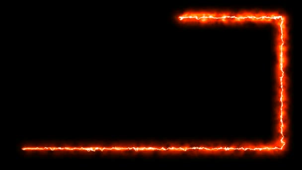 Animated Lightning Border Frame Black Background Electrifies Scene Creating Striking Stock Video