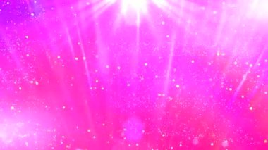 Büyüleyici bir 3 boyutlu animasyon. Pembe ışık kabarcıkları ve parlak çizgiler var. Büyüleyici bir siyah arka planda geçiyor..