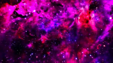 Büyüleyici bir 3 boyutlu animasyon. Pembe ışık kabarcıkları ve parlak çizgiler var. Büyüleyici bir siyah arka planda geçiyor..
