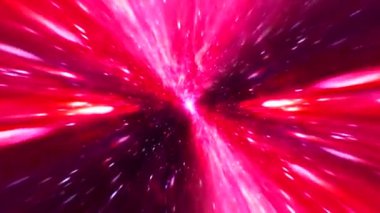 Büyüleyici bir 3 boyutlu animasyon. Pembe ışık kabarcıkları ve parlak çizgiler var. Büyüleyici bir siyah arka planda geçiyor..