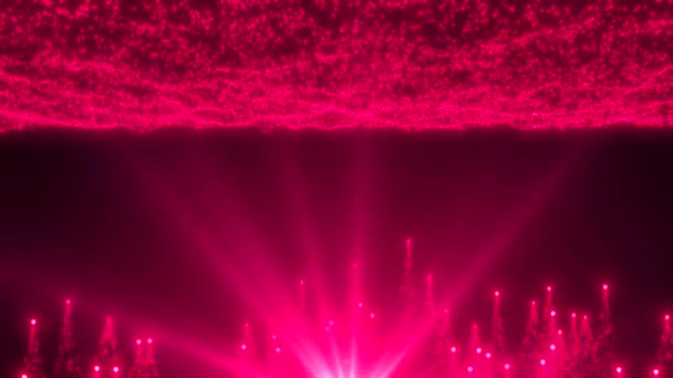 魅惑的な3Dアニメーション ピンクの光の泡と活気に満ちたストライプ 魅惑的な黒の背景に設定 — ストック動画