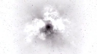 Bulutlu beyaz arka plan, kara toz, yanıp sönen ışık, uzak kara tozun etkisi.