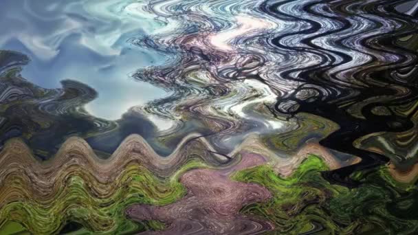Puddle Agua Multicolor Cámara Lenta Composición Abstracta Ondulada — Vídeos de Stock