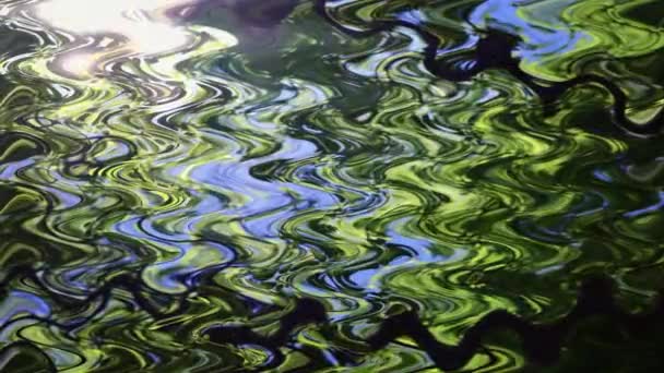 Slow Motion Green Blue Water Puddle Abstract Composition — Stock Video
