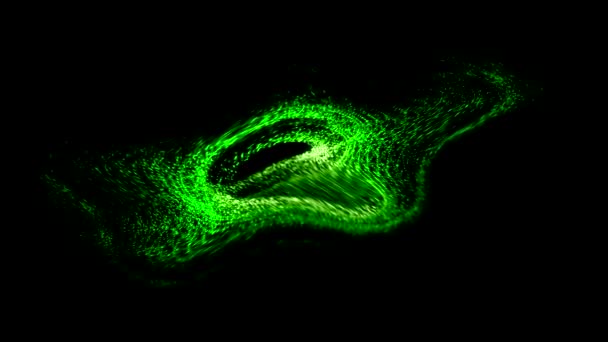 Mouvement Lent Vert Spirale Galaxie Ondulée Sur Fond Noir — Video