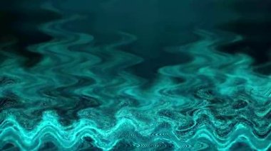 Koyu arkaplanda yavaş çekim yeşil 3D geometrik dalgalı yapılar.