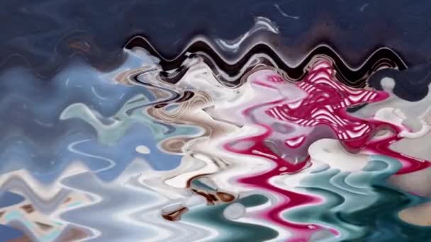 Colorida Acuarela Charco Agua Ondulada Composición Abstracta — Vídeos de Stock