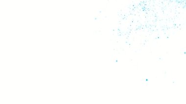 Yüzlerce mavi daire, bokeh etkisi, sağ üstten uçan toz, soyut, beyaz arkaplan.