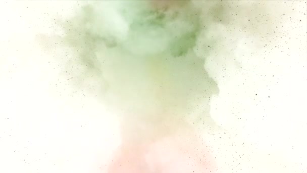 缓慢移动的黑暗尘埃 漂浮的效果 浅绿色和白色的烟雾 背景中的云彩 — 图库视频影像