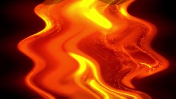 Ohnivé Plameny Magma Přelévání Přes Černé Pozadí Abstrakce — Stock video