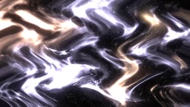 Abstrato Ondulado Branco Amarelo Luzes Sobre Fundo Preto Galáxia — Vídeo de Stock