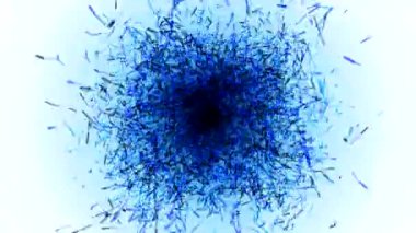 Yüzlerce siyah ve mavi hızlı ışık, kabarcıklar, daireler, toz, bokeh etkisi olan soyut ışık arkaplanı.