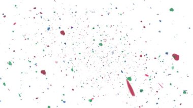 Beyaz arkaplanda renkli kalplerle dönen resim, soyut.