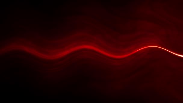 Línea Roja Ondulada Luz Sobre Fondo Oscuro Abstracta — Vídeos de Stock
