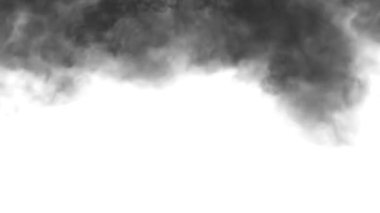 Yukarıdan aniden gri duman beliriyor, suluboya, siyah bir arkaplanda soyut olarak..