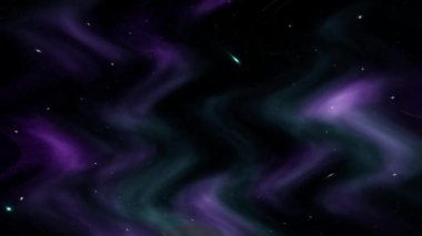 Siyah arkaplanda mor bir duman sallamak, serbestçe dolaşan toz parçacıkları, beyaz ışık, soyutlama.