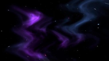 Siyah zemin üzerinde pembe, mor bir duman sallıyor, serbestçe dolaşan toz parçacıkları, beyaz ışık, soyutlama.