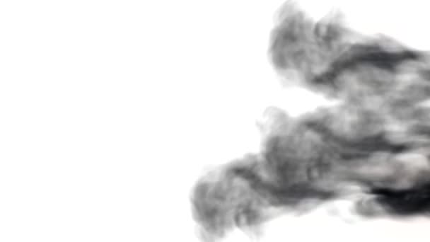 Γκρι Καπνός Εμφανίζεται Γρήγορα Στα Δεξιά Ακουαρέλα Αφηρημένα Μαύρο Φόντο — Αρχείο Βίντεο