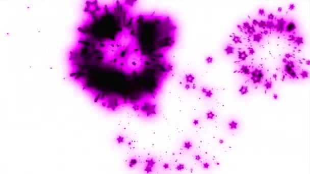 Roze Explosies Van Lichtvormende Sterren Een Witte Achtergrond — Stockvideo