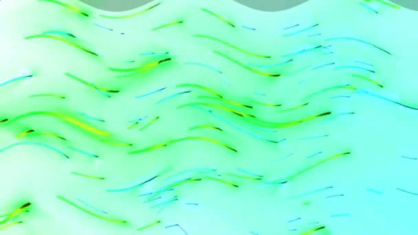弯曲的彩色光谱线 波浪形运动 从左移到右 绿色背景 — 图库视频影像