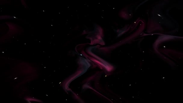 在黑色背景上飘扬的红烟 自由流淌的尘埃粒子 — 图库视频影像
