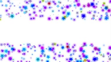 Beyaz zemin üzerinde yavaşça uçan yıldızlar, yazıtlar için boşluk, soyut.