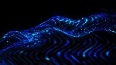 Mavi ışıkların siyah arkaplanda bir ağ oluşturması, bir soyutlama.