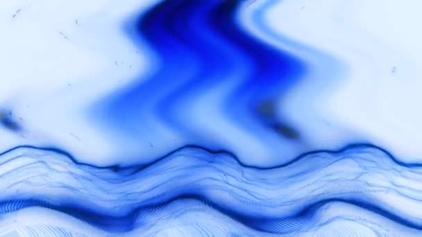 光の青いビーム 波状のネットワーク ダークブルー粒子の構造 落下する塵粒子 — ストック動画