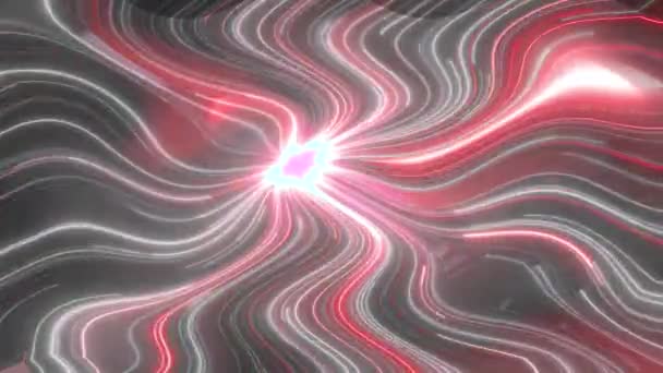在灰色 抽象的背景上快速蔓延的弯曲红光线 — 图库视频影像