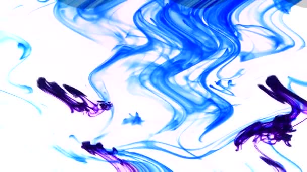 波涛汹涌的蓝烟水彩画 波纹水彩画 浅色背景 — 图库视频影像