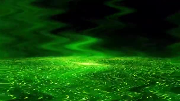 Efecto Partículas Verdes Onduladas Que Derrama Una Explosión Charco Agua — Vídeos de Stock