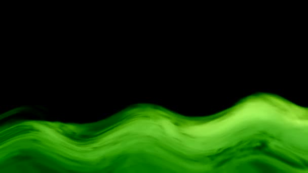 Green Smoke Smog Wave Light Spreading Black Background Abstraction — Stock Video
