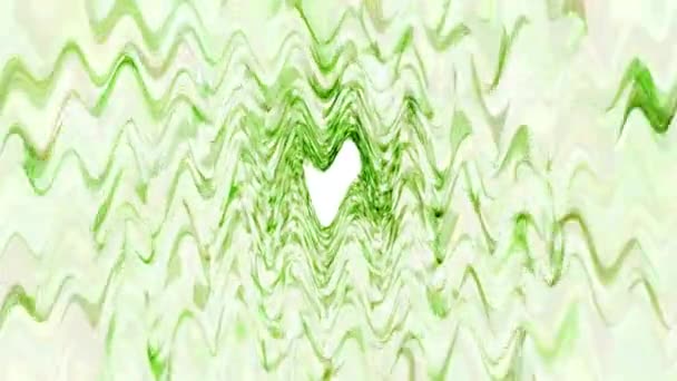 Ondes Lumineuses Vertes Formant Cœur Fond Blanc Abstrait — Video