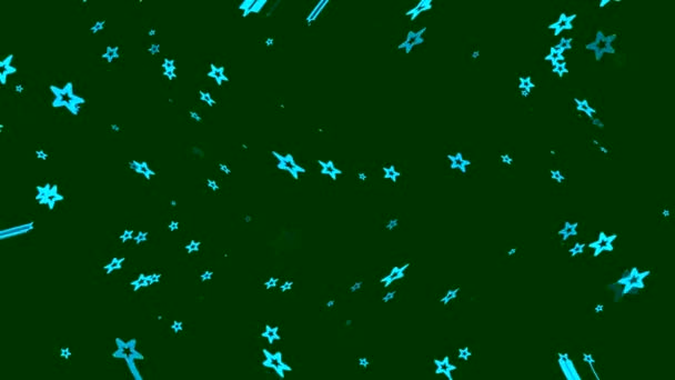 ブルーグリーンダークバックグラウンド 波形で現れて消える星 — ストック動画