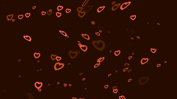 Kahverengi Arkaplan Görünen Kaybolan Kalpler Bir Dalga Formunda Soyut — Stok video