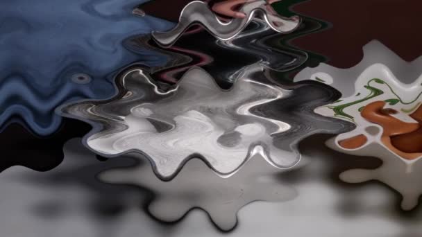 Gris Brillante Ondeando Acuarela Agua Charco Ondulado Composición Abstracta — Vídeos de Stock