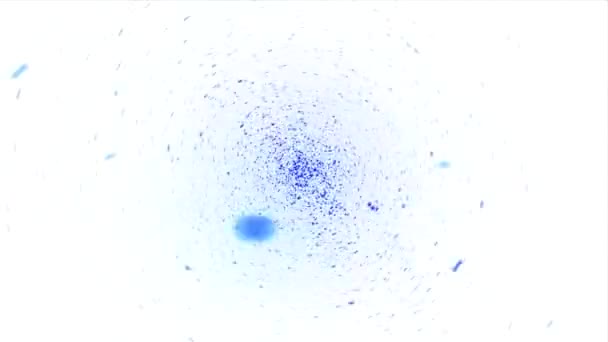 Φαινόμενο Vortex Μπλε Σωματίδια Σκόνης Περιστρέφονται Γύρω Ένα Λευκό Αφηρημένο — Αρχείο Βίντεο