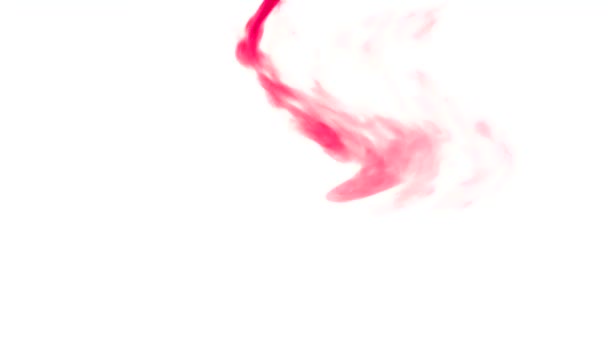 Acquerello Rosso Fumo Volante Dall Alto Astrattamente Uno Sfondo Bianco — Video Stock