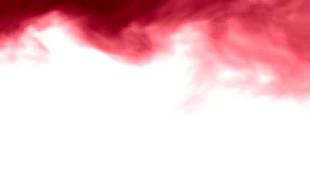 上からの速く飛ぶ赤い煙の水彩 抽象的に白い背景 — ストック動画