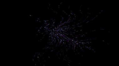 Siyah bir arkaplana renkli ışık parçacıkları yaymak, büyük bir soyutlama ağı oluşturur.