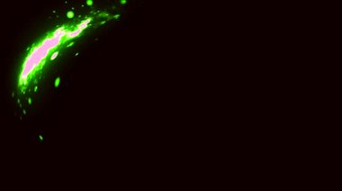 Siyah soyut bir arkaplanda iki yeşil ışık huzmesi geçiyor.
